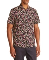 TALLIA MEN'S SLIM-FIT BLACK/BROWN FLORAL SHORT SLEEVE SHIRT AND A FREE FACE MASK WITH PURCHASE