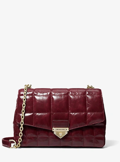 Michael Kors Soho Extra-large Quilted Crinkled Leather Shoulder Bag In Red