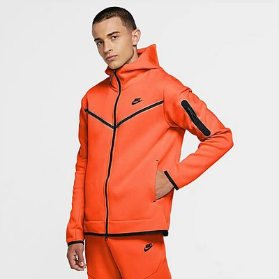 Nike Men's Sportswear Tech Fleece Taped Full-zip Hoodie In Orange