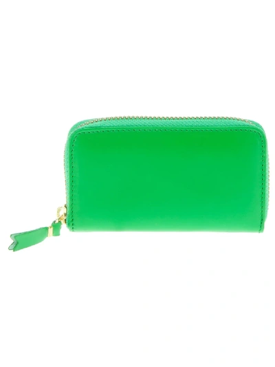 Comme Des Garçons 'colour Plain' Zip Fastening Wallet In Green