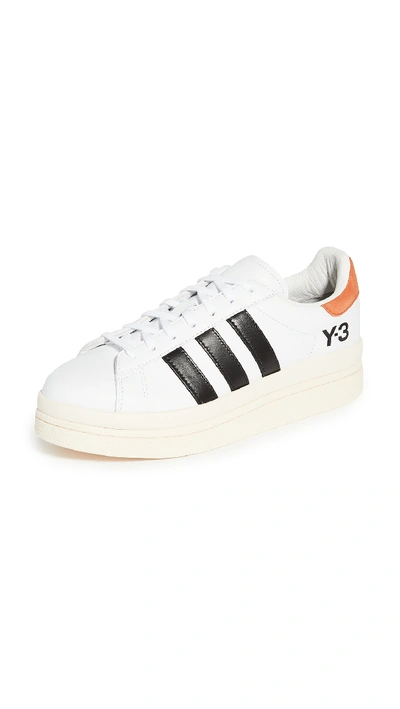 Y-3 Logo Printed Lace-up Sneakers In White