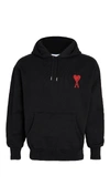 AMI ALEXANDRE MATTIUSSI BIG HEART RELAXED FIT PULLOVER HOODIE