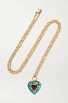 RETROUVAI LOLLIPOP 14-KARAT GOLD, TURQUOISE AND RUBELLITE NECKLACE