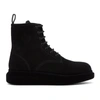 ALEXANDER MCQUEEN BLACK SUEDE FLOCKED SOLE HYBRID BOOTS