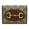 GUCCI GUCCI BEIGE AND BROWN GG SUPREME GUCCI 1955 HORSEBIT WALLET