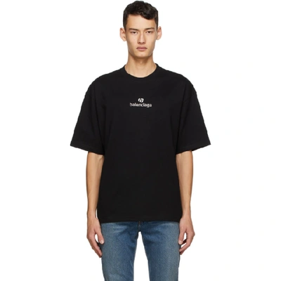 Balenciaga Logo-embroidered Cotton-jersey T-shirt In Black