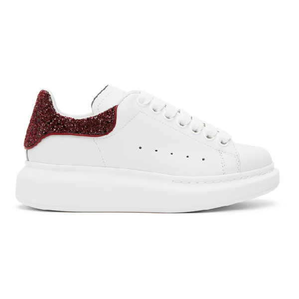 Alexander Mcqueen Ssense Exclusive White And Red Glitter Oversized