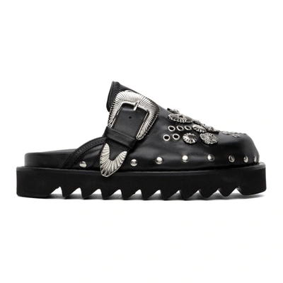 Toga Black Leather Buckle Loafers