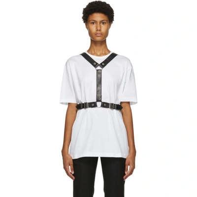 Junya Watanabe Oversize Cotton Jersey T-shirt W/harness In White,black
