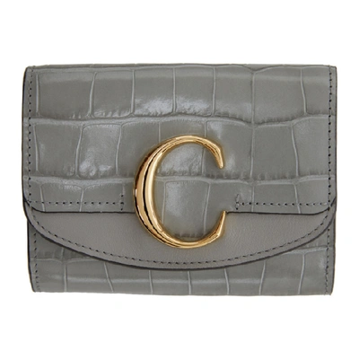 Chloé Chloe Grey Small Chloe C Trifold Wallet In 039 Stormyg