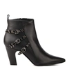 MARC ELLIS BLACK LEATHER ANKLE BOOTS WITH ZEBRA EFFECT STRAP,MA664 GLOSSNERO