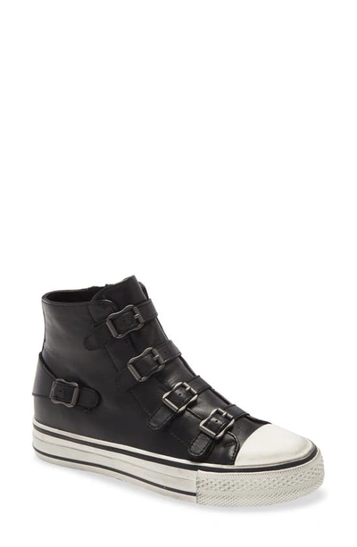 Ash Virgin Buckle Leather Trainers In Black/white