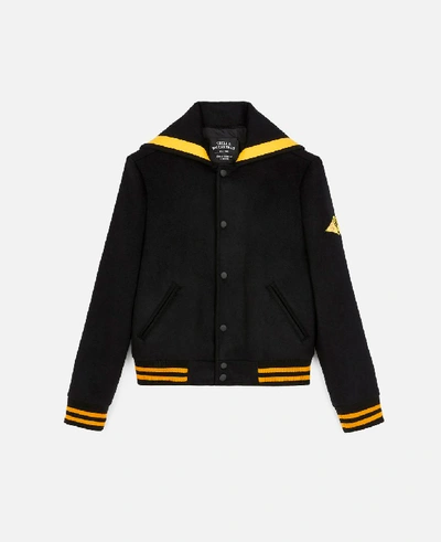 Stella Mccartney Wool Logo Varsity Jacket In Black