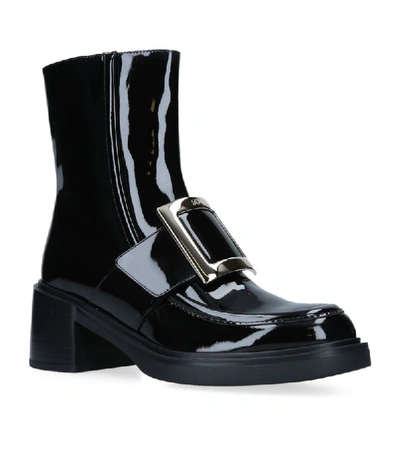 Roger Vivier Viv Rangers Buckled Patent-leather Ankle Boots In Nero