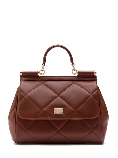Dolce & Gabbana Sicily Medium Bag In Brown
