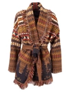 ALANUI FORREST KNIT WRAP CARDIGAN IN BROWN