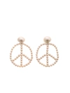 MOSCHINO PEACE SYMBOL EARRINGS IN PEARLY WHITE