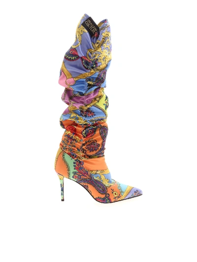 Versace Jeans Couture Multicolor Paisley Fantasy Pointed Boots