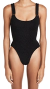 Hunza G One-piece Swimsuit With Tortoiseshell Ring Detailing In Black
