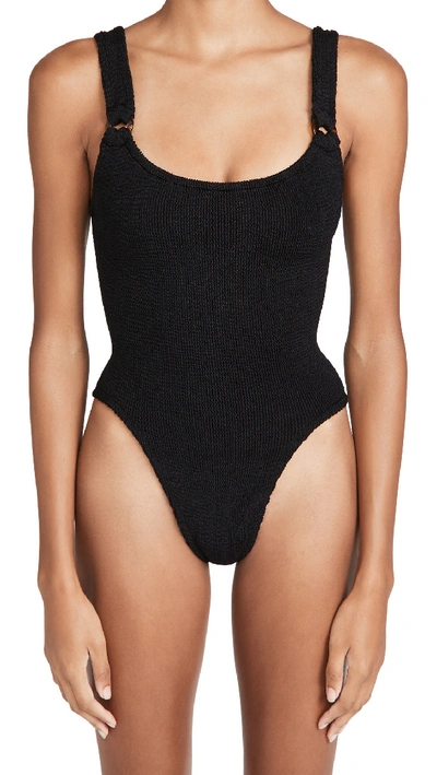 HUNZA G DOMINO SWIM ONE PIECE BLACK,HUNZA30025