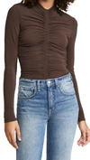 A.l.c Ansel Ruched Long-sleeve Top In Brown