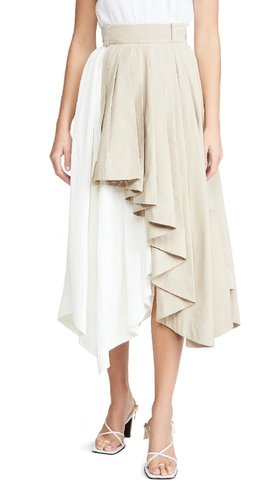 Aje Consonance Asymmetrical Midi Skirt In Stone/white