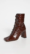 BY FAR Claude Croco Lace Up Booties,BYFAR30231