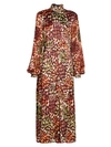 DRIES VAN NOTEN Devir Printed Velvet Embellished Turtleneck Midi Dress