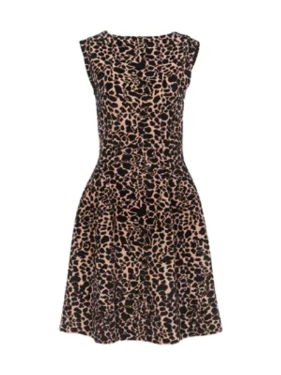 Alaïa Cap-sleeve Intarsia Knit Fit-&-flare Dress In Chair Noir