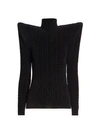 BALENCIAGA WINGED SHOULDER CABLE KNIT TURTLENECK SWEATER,400013124956