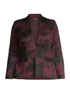 Misook, Plus Size Floral Jacquard Knit Jacket In Mahogany Black