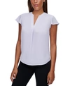 Calvin Klein Plus Size Flutter-sleeve Blouse In Purple Spray