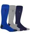 POLO RALPH LAUREN MEN'S SOCKS, SOFT TOUCH RIBBED HEEL TOE 3 PACK