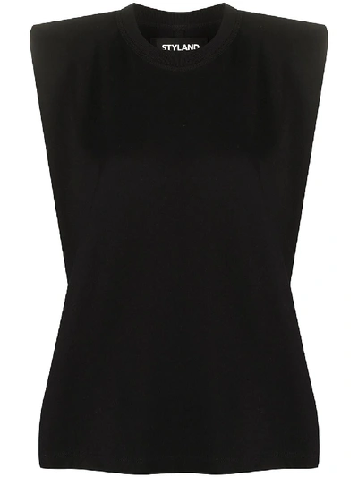 Styland Padded Shoulder Tank Top In Black