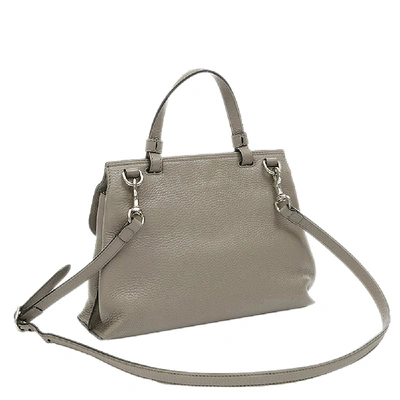 Pre-owned Gucci Grey Leather Bamboo Daily Top Handle Bag