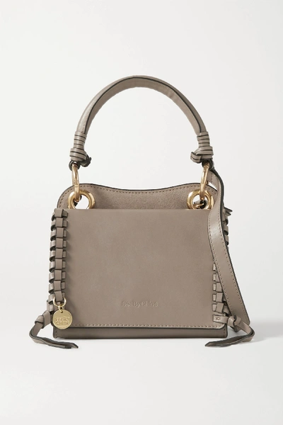 See By Chloé Tilda Mini Whipstiched Suede And Leather Tote In Motty Grey