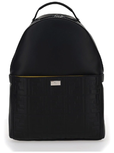 Fendi Peekaboo Logo-embossed Leather Backpack In Black