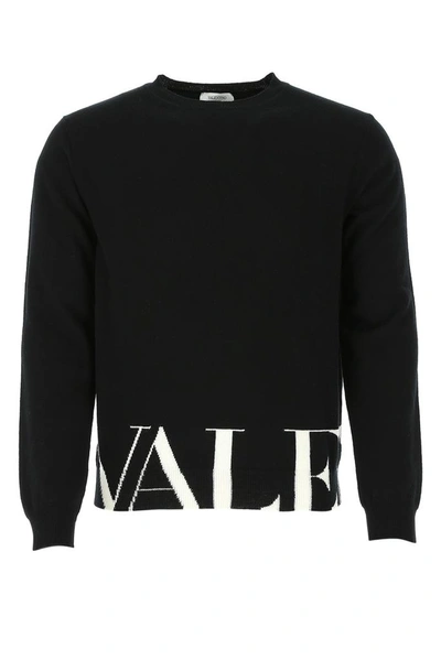 Valentino Wool-cashmere Logo Sweater In Black