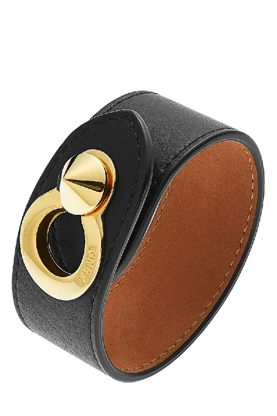 Pre-owned Fendi Black Leather & Gold Bracelet