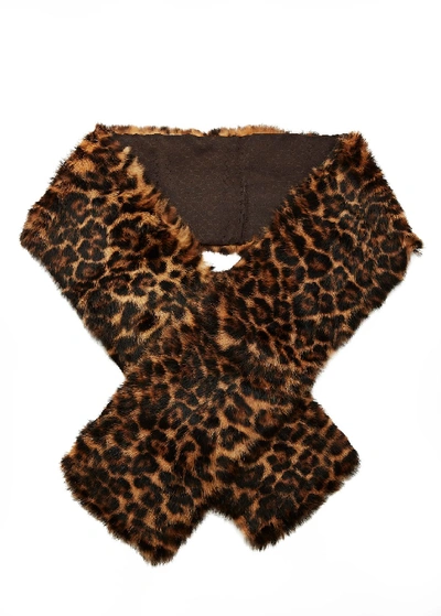 Pre-owned Gucci Brown Leopard Print Rabbit Scarf