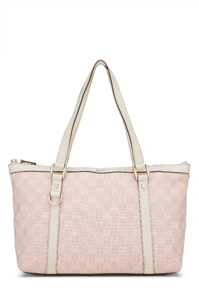 Pre-owned Gucci Pink Gg Canvas Abbey Tote