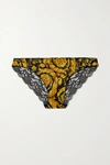 VERSACE PRINTED STRETCH-MESH AND LACE BRIEFS