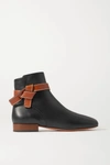 LOEWE GATE TOPSTITCHED TWO-TONE LEATHER ANKLE BOOTS
