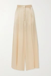 LOEWE PLEATED HAMMERED-SATIN WIDE-LEG PANTS