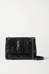 SAINT LAURENT NIKI BABY MINI QUILTED CRINKLED GLOSSED-LEATHER SHOULDER BAG