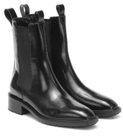 Aeyde Simone Brushed Leather Chelsea Boots In Black