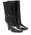 ISABEL MARANT LUNDER MID-RISE LEATHER ANKLE BOOTS,P00496411