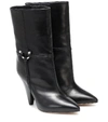Isabel Marant Lunder High Heels Ankle Boots In Black Leather In Black