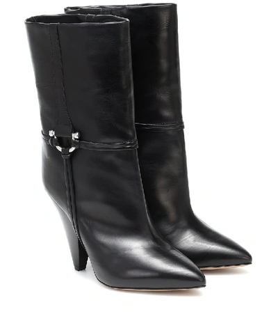 Isabel Marant Lunder High Heels Ankle Boots In Black Leather