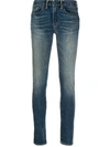 Polo Ralph Lauren Stonewashed Mid-rise Skinny Jeans In Blue